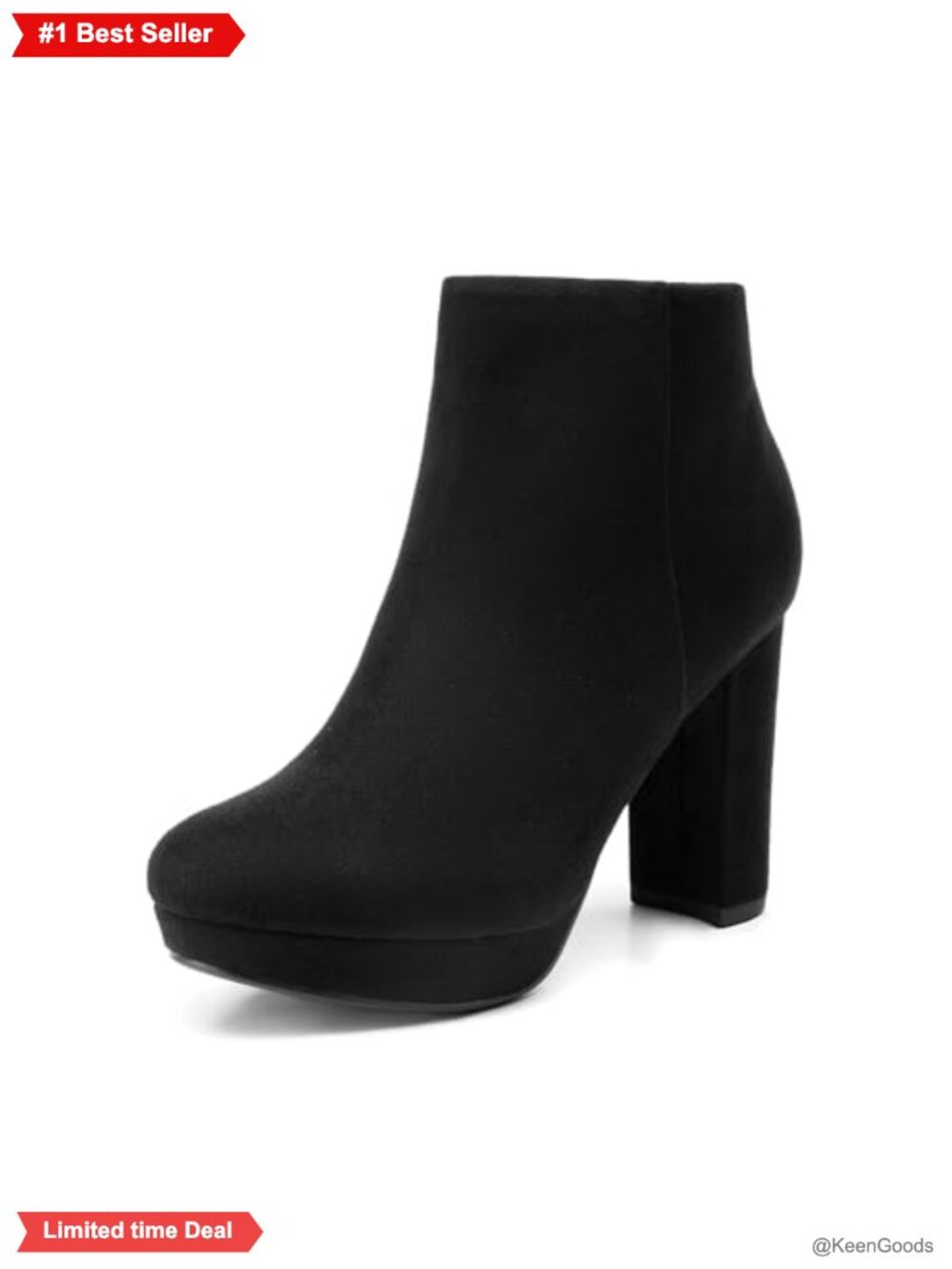 Women's Platform Block Heel Ankle Booties Faux Suede Zip Boots